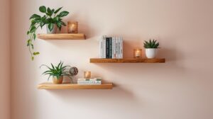 Handmade floating shelf wall décor -trendy wall handmade decoration ideas